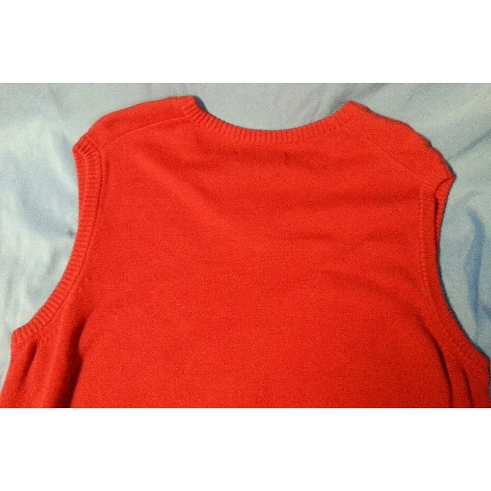 Chaps Sweater Vest Red 100% Cotton Preppy Grandpa Teacher Men's Size Medium - Picture 6 of 7